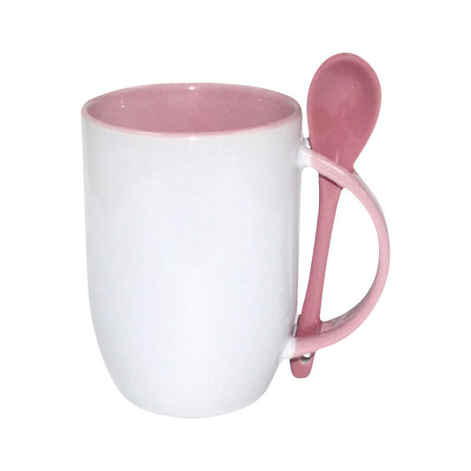 Mug with spoon pink