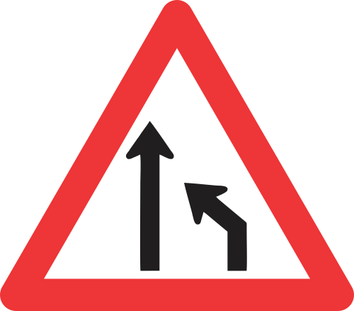 RIGHT LANE ENDS ROAD SIGN (W214)