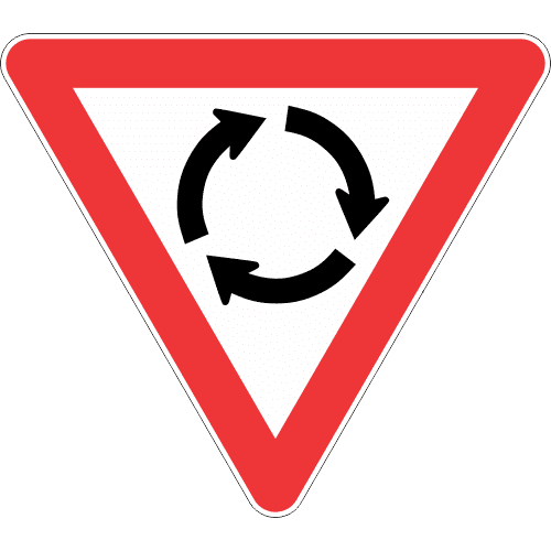 YIELD AT MINI-CIRCLE ROAD SIGN (R2.2)